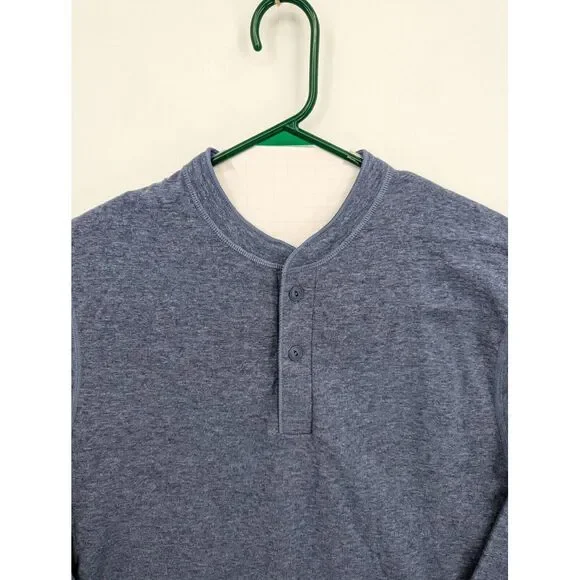 LL Bean River Drivers Henley Outer Layer Wool Blend Blue Shirt Men's Med, NICE - Picture 3 of 5